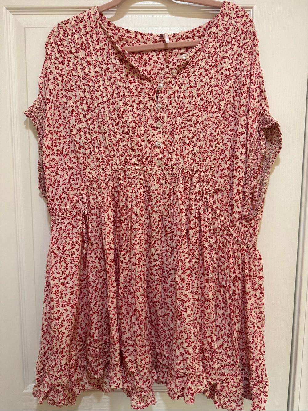 Free People “One Fine Day” Mini Dress in Red Floral (Tea Combo)